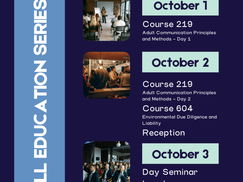Fall Education Series – Oct&nbsp;1-3